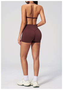 Customized Yoga Fitness Workout Gym Active Wear Women Bra with Shorts Halter Neck Sports Bra with Flare <b>Pants</b> Set for Woman - Product Image 4