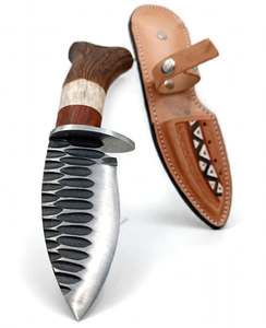 Handcrafted Forged Carbon Steel Blade Utility Tool Rosewood <b>Bone</b> <b>Handle</b> Stainless Bolster Leather Sheath - Product Image 5