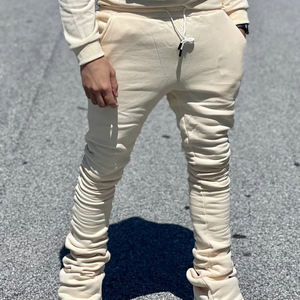 Pantalon évasé taille haute pour homme en coton brodé, style décontracté, idéal pour la ville et le bureau - Product Image 1