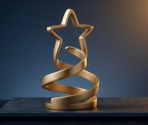 Sapin de Noël en spirale en aluminium doré de luxe avec étoile sur le dessus, centre de table festif, figurine décorative pour la maison - Product Image 2