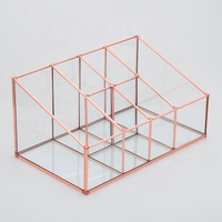 Boîte de rangement pour bijoux en verre trempé avec cadre en laiton de luxe moderne, boîte à bibelots, décoration de table de maquillage, décorations pour la maison, personnalisable