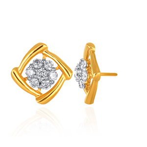 ต่างหูเพชรทรงดอกไม้สี่กลีบ ดีไซน์ทันสมัย ประดับเพชรแล็บโกรว์ ทองคำขาว 14K เครื่องประดับหรูหรา - Product Image 4