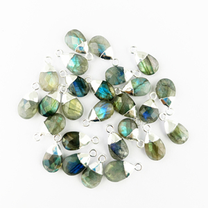 Natural Labradorite Pear Pendant Gold Plated Electroplated Charms Blue <b>Flash</b> AA Quality Labradorite Handmade Cut Pendant Charms - Product Image 1