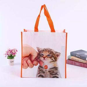 Eco Friendly <b>Foldable</b> Polypropylene Woven Shopping Tote <b>Bag</b> with Custom Print for Grocery Retail Promotion and Brand Advertising - Product Image 2