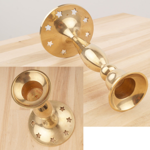 Elegant <b>Gold</b> Brass <b>Candlestick</b> <b>Holder</b> with Star Cutout Base, Vintage Decorative Candle Stand for Home & Table Decor - Product Image 5