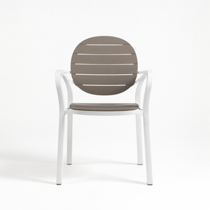 Plastic <b>Chair</b> with Wood Grain Pattern and Comfortable Armrests for Indoor <b>Outdoor</b> Commercial Furniture Use - Product Image 3