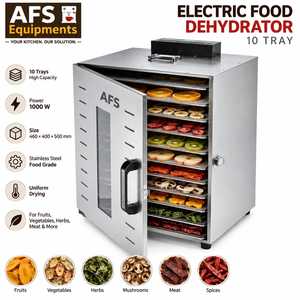 เครื่องอบแห้งอาหารไฟฟ้า AFS 10 ชั้น สแตนเลส 1000 วัตต์ อบแห้งสม่ำเสมอ เสียงเบา ชิ้นส่วนถอดประกอบได้ สำหรับผลไม้และผัก - Product Image 1