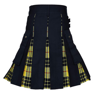 Kilt hybride haut de gamme pour femme en tissu jean de coton durable, motif Macleod of Lewis, avec poches cargo - Product Image 3