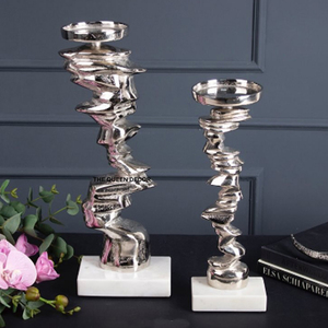 Premium Modern Aluminum Metal Sets Of 2 Shinny <b>Mirror</b> Polish Decorative Candle Holder Table Centerpiece Decoration - Product Image 6