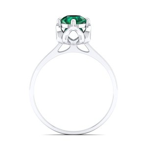 Bague en or massif 14 carats avec émeraude ronde de 0,84 ct pour femme, prix d'usine REYES, bijoux de haute qualité, pierre de naissance. - Product Image 4