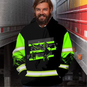 Reflective Hi Vis Hoodies Safety Workwear Sublimation <b>Duck</b> Printing Reflective Safety Hoodie Road Safety Hoodies - Product Image 4