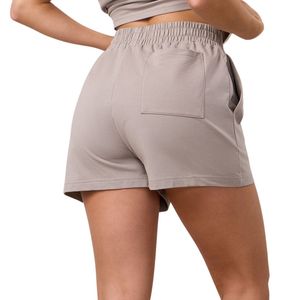 Women's Solid Cropped Full Zip Hoodie <b>Shorts</b> Set Regular Fit Casual Eco-Friendly Quick Dry <b>Lounge</b> Wear Athleisure Activewear - Product Image 3