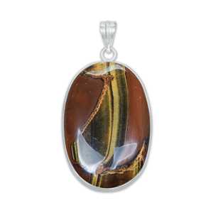 Classiques très vendus, pendentif artisanal simple en laiton plaqué or jaune et argent, avec œil de tigre naturel, pour femme, idéal pour un cadeau quotidien - Product Image 4