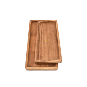 Plateau rectangulaire en bois personnalisé avec logo, plateau de service en bois massif naturel pour hôtel, restaurant - Product Image 3