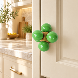 Pomo de Gabinete de Resina Verde Premium y Madera Natural |   Tirador Decorativo Brillante para Muebles, Herraje para Cajones y Armarios - Product Image 2