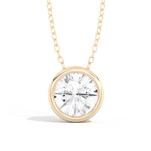 IGI Certified 14K 18K <b>Solid</b> <b>Gold</b> Round Brilliant Cut Diamond <b>Pendant</b> Necklace Bezel Set Lab Grown Diamond Solitaire Jewelry - Product Image 1