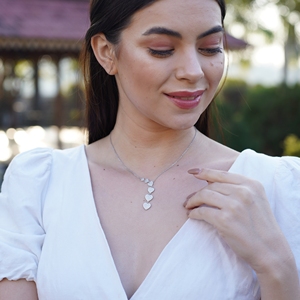 Magnifique collier pendentif en forme de cœur avec zircon complet, argent sterling 925 plaqué or rose, diamant de luxe, bijoux multi-gouttes pour femmes - Product Image 4