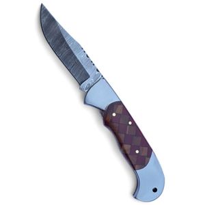 <b>Outdoor</b> Folding Knives Damascus <b>Steel</b> Blade Handmade Pocket Utility Cutter with Durable Handle for Camping Hunting Hiking - Product Image 5