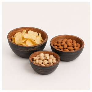 Ensemble de saladiers tendance en bois d'acacia écologique, grand bol de service en bois massif fait main pour fruits, collations et décoration de cuisine - Product Image 6