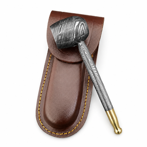 Jexmoo Pipa de Fumar Reutilizable de Acero de Damasco Hecha a Mano, de Metal Premium, con Funda de Cuero, Regalo para Papá, Esposo, Novio - Product Image 1