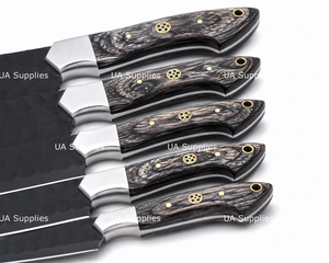 High Quality Damascus Steel Kitchen <b>Knife</b> Set 7-Piece Handmade Chef <b>Knives</b> Natural Wooden Ambidextrous Handles Modern Design - Product Image 3