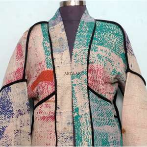 Chaqueta Kantha de Diseño 100% Algodón al por Mayor, Estilo Étnico Multicolor, Bordado, Botones, Hecha a Mano, Vintage, Invierno/Verano - Product Image 3