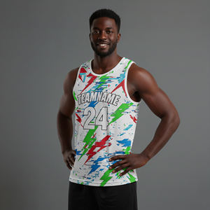 Nuevas Camisetas de Baloncesto Unisex 100% Poliéster, Sublimadas, con Nombre y Logotipo Personalizados, sin Mangas, Transpirables, con Protección UV - Product Image 3