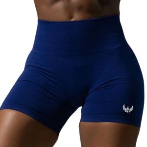 Shorts de sport taille haute bleu roi pour femme, extensibles, compressifs, pour entraînement, fitness, athlétisme, yoga et tenue active - Product Image 3