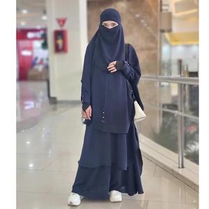 Voile Niqab noir à deux couches pour femmes, respirant, Abaya islamique pour adultes, fabriqué en polyester/coton avec option OEM - Product Image 3