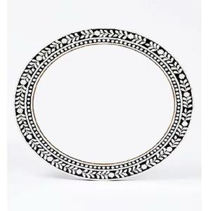 Oval Handmade Bone Inlay Wall <b>Mirror</b> with Black and <b>White</b> Frame Traditional Decorative <b>Mirror</b> for Home Interior - Product Image 3