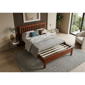 DISICO Wooden <b>Bed</b> <b>Queen</b> <b>Size</b> Reddish Brown Traditional Modern Bedroom Furniture - Product Image 5