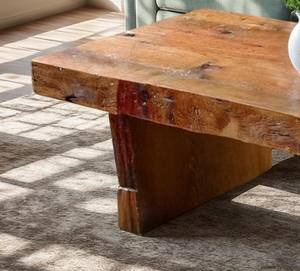 โต๊ะกาแฟไม้เนื้อแข็งทำมือสไตล์เรียบง่ายพร้อมลายไม้ธรรมชาติ หน้าโต๊ะหนาและฐานไม้กว้าง เหมาะสำหรับห้องนั่งเล่น - Product Image 3