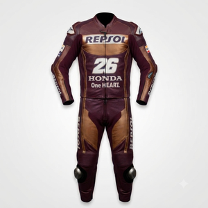 Traje de Carreras Dani Pedrosa MotoCP, Traje de Cuero Completo Premium de Una Pieza para Pista con Rodilleras y Protecciones, Nivel 2 CE - Product Image 1