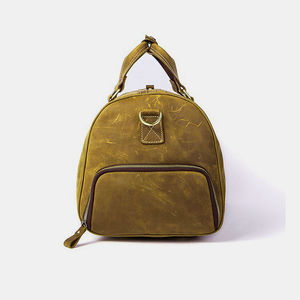 Genuine Leather Travel Duffel Bag Solid Color Luxury Style Durability Feature Shoulder Messenger Bag for Men - Product Image 3
