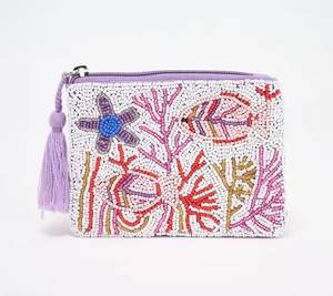 Pochette à monnaie perlée faite à la main avec fermeture éclair, motif verre à martini et texte « Poured Not Sorry », personnalisable pour femme, avec chaîne durable - Product Image 3