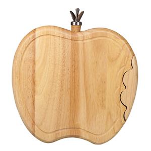 Tabla de cortar de madera hecha a mano de la mejor calidad, tabla de cortar duradera ecológica con diseño de manzana de madera - Product Image 1