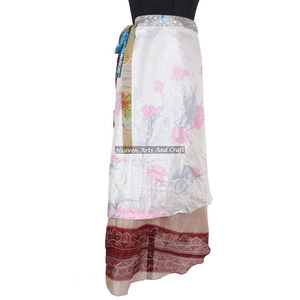 Indian Silk Sari Recycled Magic <b>Wrap</b> Around Reversible Party Wear <b>Wrap</b> Around <b>Skirts</b> Manufacturer Wholesaler - Product Image 6