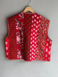 Chaleco Acolchado de Algodón con Estampado Floral Rojo para Mujer, Cuello en V, Sin Mangas, para Otoño, con Bolsillos, Todas las Tallas, Regalo para Ella - Product Image 6