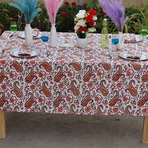 Printed Cotton <b>Tablecloth</b> <b>Square</b> Floral Pattern Traditional Chinese Style Outdoor Use Washable Handmade from India - Product Image 6