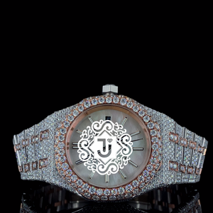 Montre en acier inoxydable sertie de diamants, avec lunette entièrement en cristal, mouvement mécanique, résistance à l'eau 3 ATM, idéale pour les événements professionnels - Offre Spéciale - Product Image 1