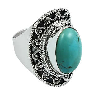 Cute Classic Silver <b>Ring</b> Comes With Natural <b>Turquoise</b> Gemstone Crafted From 925 Sterling Silver For Engagement Or Daily Wear - Product Image 1