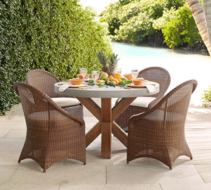 Mesa de Comedor Redonda para Exterior con Cubierta de Hormigón y Base de Acacia - Product Image 4
