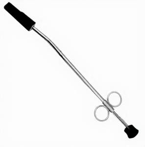 Pistolet de bétaillement vétérinaire droit en acier inoxydable 304, à pointe souple en caoutchouc, réutilisable, avec poignée à ressort à 2 anneaux pour le bétail (bovins) - Product Image 1
