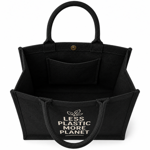 Less <b>Plastic</b> More Planet Jute <b>Tote</b> Bag Medium Size Zipper Closure Rope Handle Solid Groceries Use - Product Image 5