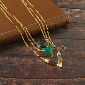 Joyería hecha a mano de Plata de Ley 925 para mujer, collar de cadena con colgante de piedras preciosas multicolor multicapa, colgantes chapados en oro - Product Image 3