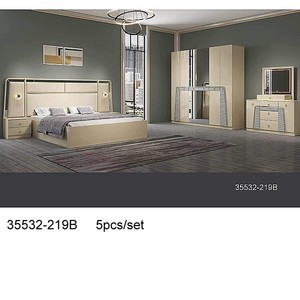 Modern Bedroom Set 35532-205D Full Size Wood Furniture With Lighted <b>Headboard</b> And <b>Mirror</b> Wardrobe - Product Image 3