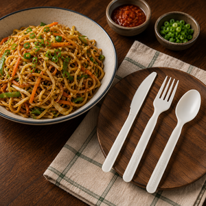 Couteau compostable de 155 mm pour les voyages, les pique-niques en plein air et le service de repas en camping, couteau pour le déjeuner, le dîner, les collations et les événements de restauration - Product Image 1