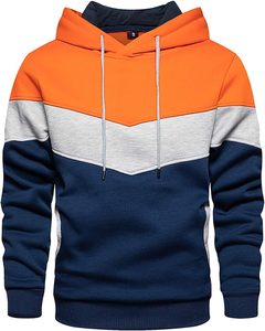 Sweat-shirt à capuche pour homme, coupe classique, mélange coton et polyester, style color block, avec poche, pour l'automne - Product Image 2