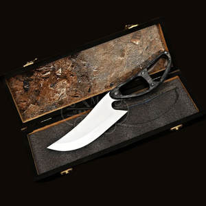 Vente en gros de couteaux de chasse en acier D2 faits à la main sur mesure avec étui en cuir, fournisseur de couteaux de survie OEM Bushcraft - Product Image 1