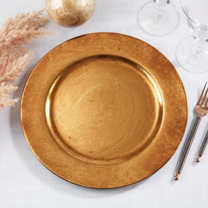 Assiette de service en métal doré antique pour la présentation des aliments lors de mariages, dans les restaurants et les hôtels, idéale pour la vaisselle de table. - Product Image 3